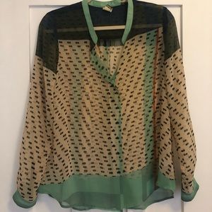 Anthropologie Silk Sheer Pullover Blouse